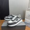 Prada White-Grey Mesh Suede-Spliced Triangle Tag Low-Top Sneaker