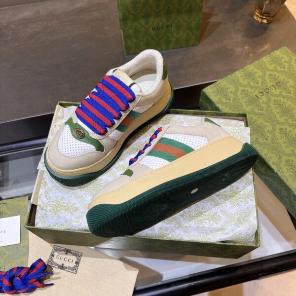 sy_no_3BCDCA8E5045DD05A9D6A80494DE61DD_1 Gucci MAC8 Leather Sneaker with Colorful Laces & Web Stripe