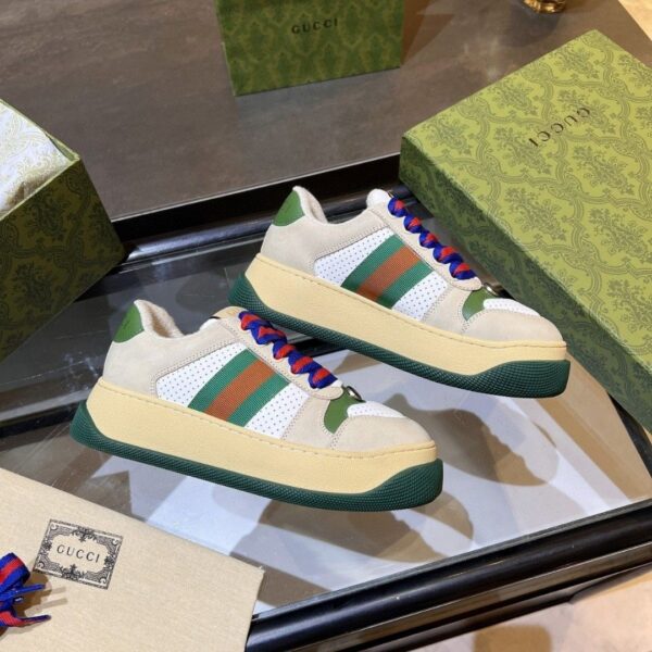 sy_no_3BCDCA8E5045DD05A9D6A80494DE61DD_2 Gucci MAC8 Leather Sneaker with Colorful Laces & Web Stripe