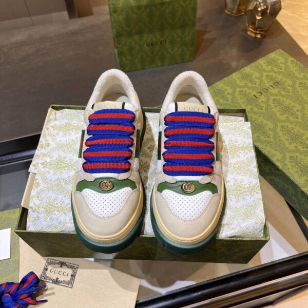 sy_no_3BCDCA8E5045DD05A9D6A80494DE61DD_4 Gucci MAC8 Leather Sneaker with Colorful Laces & Web Stripe