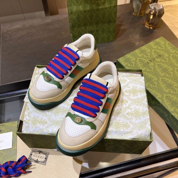 sy_no_3BCDCA8E5045DD05A9D6A80494DE61DD_5 Gucci MAC8 Leather Sneaker with Colorful Laces & Web Stripe