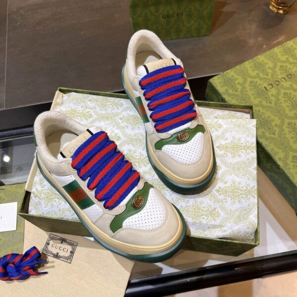 sy_no_3BCDCA8E5045DD05A9D6A80494DE61DD_6 Gucci MAC8 Leather Sneaker with Colorful Laces & Web Stripe