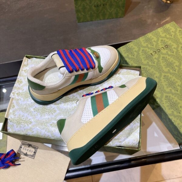 sy_no_3BCDCA8E5045DD05A9D6A80494DE61DD_8 Gucci MAC8 Leather Sneaker with Colorful Laces & Web Stripe