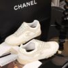 Chanel Beige and Off-White Mixed Material Low-Top Sneaker with Suede and CC Logo