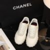 Chanel Beige and Off-White Mixed Material Low-Top Sneaker with Suede and CC Logo