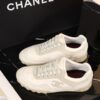 Chanel Beige and Off-White Mixed Material Low-Top Sneaker with Suede and CC Logo