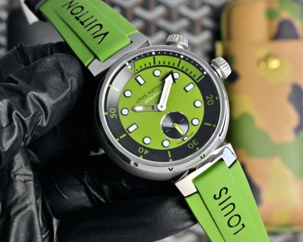 LOUIS VUITTON watch automatic mechanical movement rubber strap 44mm men's watch 100m waterproof