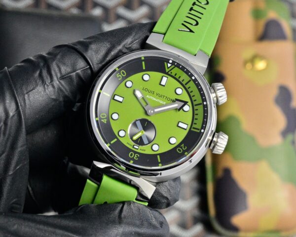 LOUIS VUITTON watch automatic mechanical movement rubber strap 44mm men's watch 100m waterproof