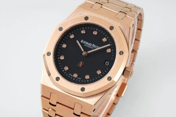 Audemars Piguet Royal Oak series with quartz movement, 50-meter water resistance, and onyx