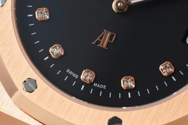 Audemars Piguet Royal Oak series with quartz movement, 50-meter water resistance, and onyx