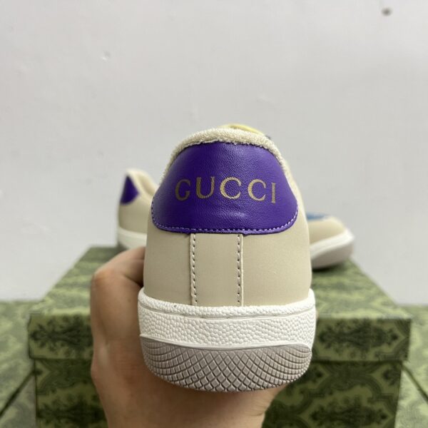 sy_no_3DDCD57D627B1A2C849318E75C266FBF_2 Gucci MAC8 GG Supreme Canvas Sneaker with Blue/Orange Web Stripe and Purple Accents