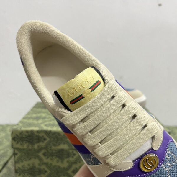 sy_no_3DDCD57D627B1A2C849318E75C266FBF_5 Gucci MAC8 GG Supreme Canvas Sneaker with Blue/Orange Web Stripe and Purple Accents