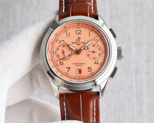 BREITLING Centennial Lingpuya Series Manual Mechanical Movement Green Dial Stainless Steel Case Crocodile Leather Strap