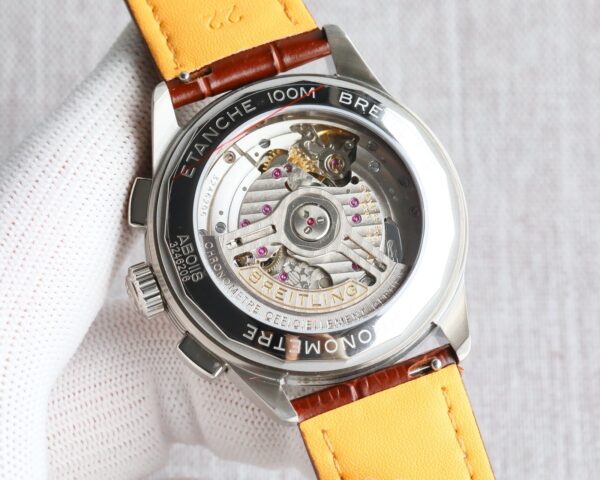 BREITLING Centennial Lingpuya Series Manual Mechanical Movement Green Dial Stainless Steel Case Crocodile Leather Strap