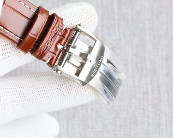 BREITLING Centennial Lingpuya Series Manual Mechanical Movement Green Dial Stainless Steel Case Crocodile Leather Strap
