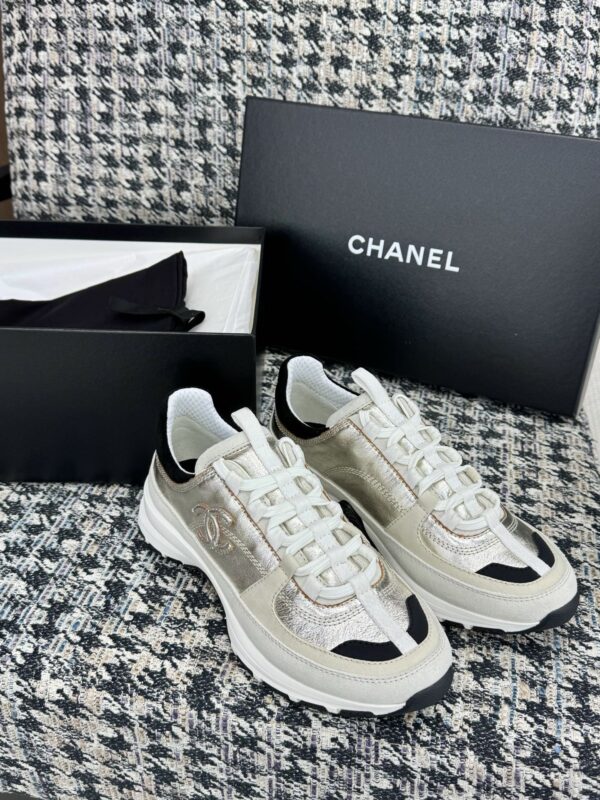 Chanel Silver Multi-Material Platform Trainer Silver-Multi-Sneaker
