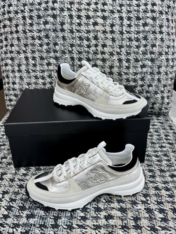 Chanel Silver Multi-Material Platform Trainer Silver-Multi-Sneaker