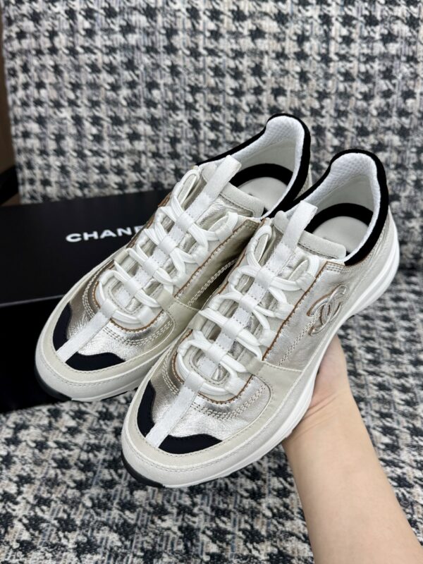Chanel Silver Multi-Material Platform Trainer Silver-Multi-Sneaker
