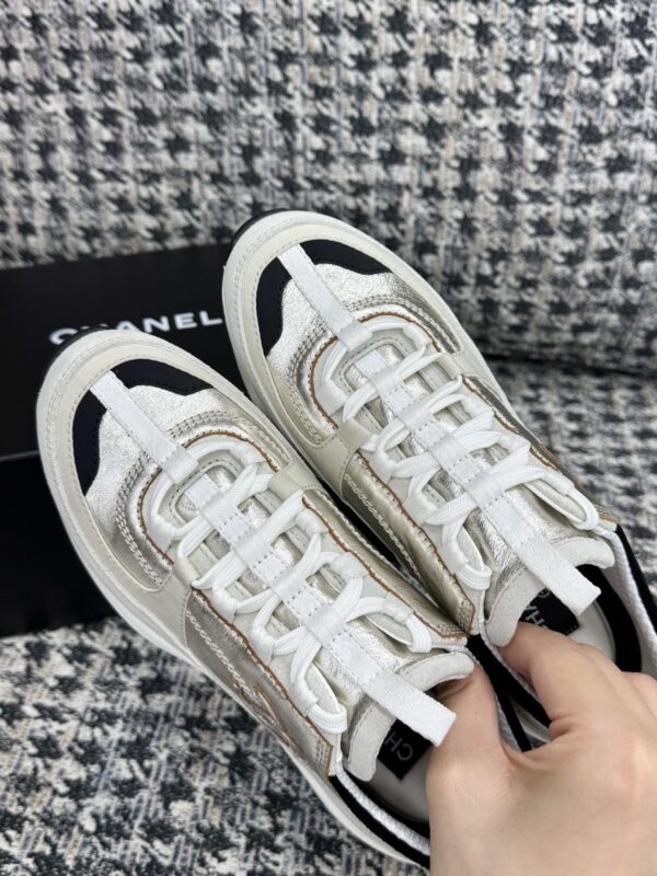 Chanel Silver Multi-Material Platform Trainer Silver-Multi-Sneaker