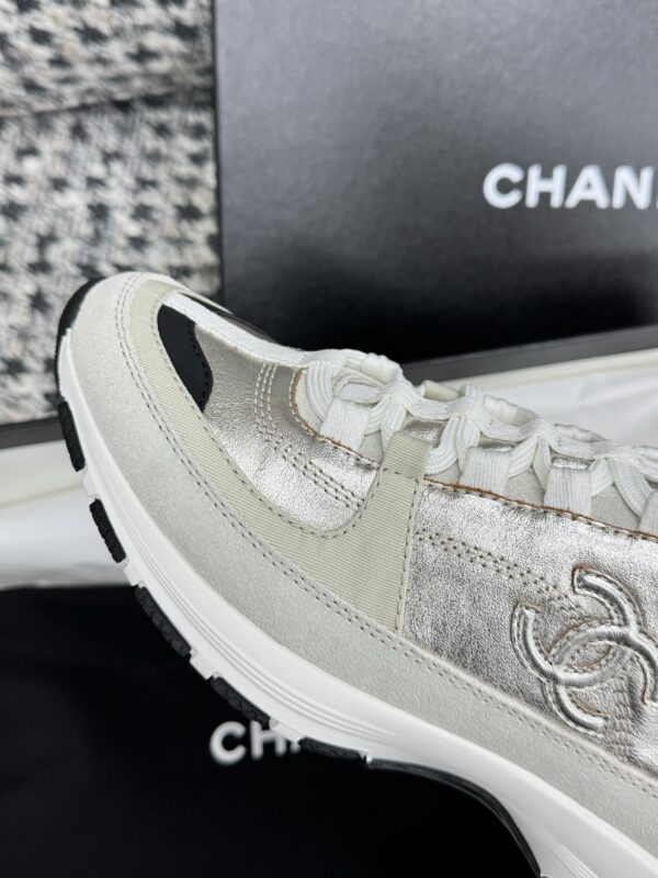 Chanel Silver Multi-Material Platform Trainer Silver-Multi-Sneaker