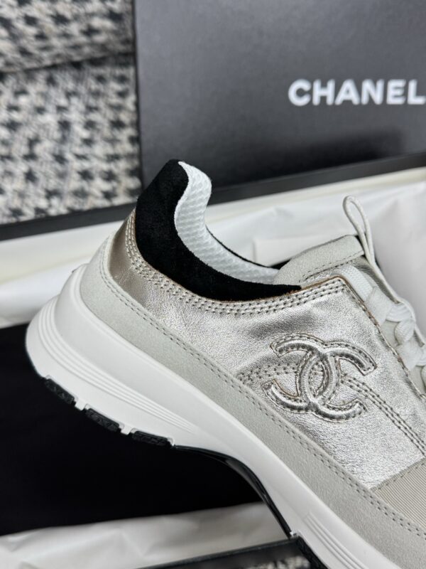Chanel Silver Multi-Material Platform Trainer Silver-Multi-Sneaker
