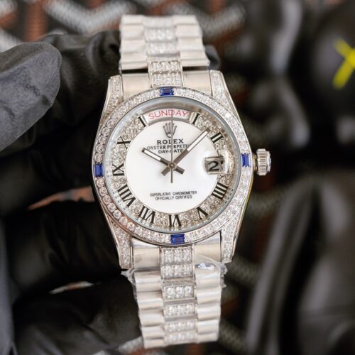ROLEX Rolex with diamond ring, calendar type automatic mechanical movement, Roman numerals, 100m waterproof women's watch, Swiss watch