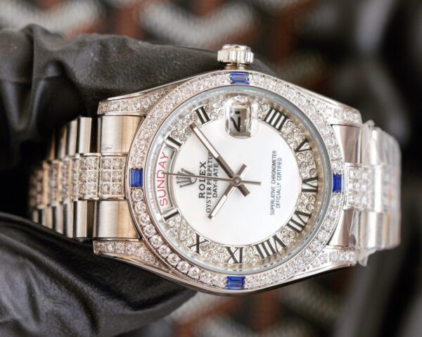 sy_no_3F4999F40887FD5A023A2119733BB88E_1 ROLEX Rolex with diamond ring, calendar type automatic mechanical movement, Roman numerals, 100m waterproof women's watch, Swiss watch