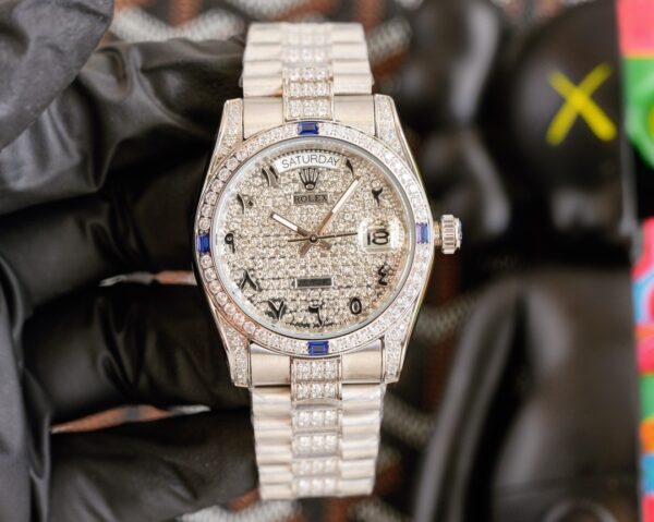 sy_no_3F4999F40887FD5A023A2119733BB88E_7 ROLEX Rolex with diamond ring, calendar type automatic mechanical movement, Roman numerals, 100m waterproof women's watch, Swiss watch