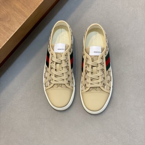 sy_no_3F7986EA5A01446B97E27AA20493D870_0 Gucci Light Khaki GG Monogram Beige-Toe Web Low-Top Sneaker