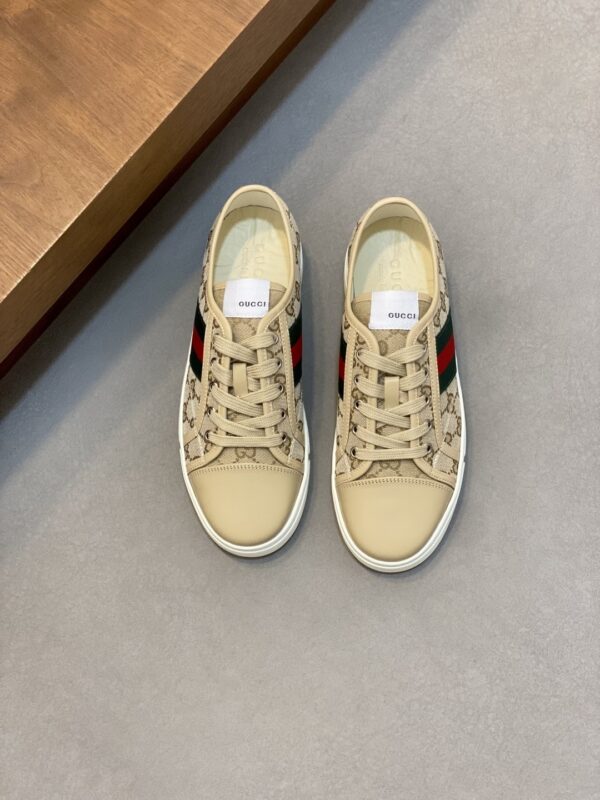Gucci Light Khaki GG Monogram Beige-Toe Web Low-Top Sneaker
