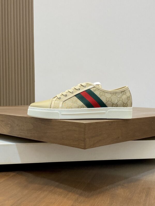 Gucci Light Khaki GG Monogram Beige-Toe Web Low-Top Sneaker