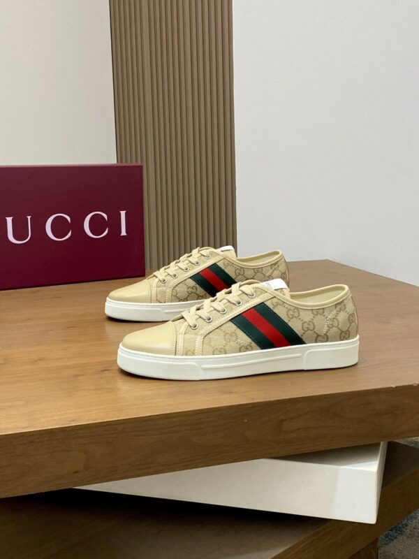 Gucci Light Khaki GG Monogram Beige-Toe Web Low-Top Sneaker