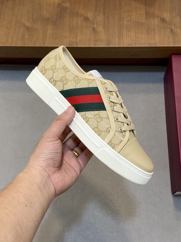 Gucci Light Khaki GG Monogram Beige-Toe Web Low-Top Sneaker