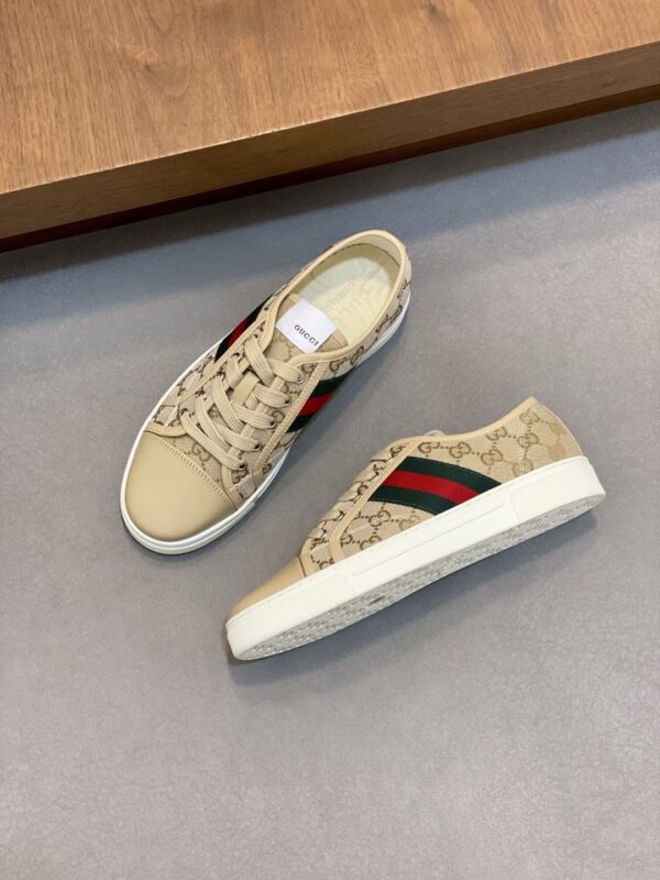 Gucci Light Khaki GG Monogram Beige-Toe Web Low-Top Sneaker