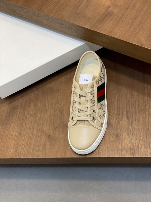 Gucci Light Khaki GG Monogram Beige-Toe Web Low-Top Sneaker