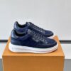 sy_no_403DC5446171BE40DA5D0631DBEA5D69_0 Louis Vuitton Navy Suede Monogram Thick-Sole Low-Top Sneaker