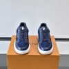 sy_no_403DC5446171BE40DA5D0631DBEA5D69_1 Louis Vuitton Navy Suede Monogram Thick-Sole Low-Top Sneaker