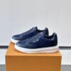 sy_no_403DC5446171BE40DA5D0631DBEA5D69_2 Louis Vuitton Navy Suede Monogram Thick-Sole Low-Top Sneaker