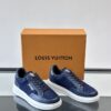 sy_no_403DC5446171BE40DA5D0631DBEA5D69_4 Louis Vuitton Navy Suede Monogram Thick-Sole Low-Top Sneaker