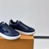sy_no_403DC5446171BE40DA5D0631DBEA5D69_6 Louis Vuitton Navy Suede Monogram Thick-Sole Low-Top Sneaker