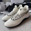 sy_no_407674219EBA728A6B78A29F539CAB34_2 Chanel Off-White Suede and Knit High-Top Sock Sneaker with CC Logo and Speckled Laces