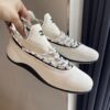 sy_no_407674219EBA728A6B78A29F539CAB34_3 Chanel Off-White Suede and Knit High-Top Sock Sneaker with CC Logo and Speckled Laces