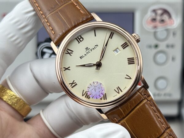 sy_no_416D82687DCE5572A6EBF42BCA888118_1 BLANCPEIN Classic Series VILLERET Automatic Mechanical Movement, 30 meters waterproof date display, men's watch, Swiss watch, 38mm ivory white dial