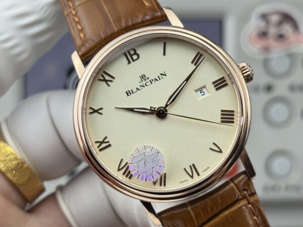 sy_no_416D82687DCE5572A6EBF42BCA888118_3 BLANCPEIN Classic Series VILLERET Automatic Mechanical Movement, 30 meters waterproof date display, men's watch, Swiss watch, 38mm ivory white dial