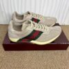 sy_no_4214DC86AE50E54BEEEC31C027659C50_2 Gucci Re-Web Sneaker in Beige Mesh & Suede with Green/Red Web Stripe