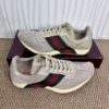 sy_no_4214DC86AE50E54BEEEC31C027659C50_3 Gucci Re-Web Sneaker in Beige Mesh & Suede with Green/Red Web Stripe