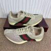 sy_no_4214DC86AE50E54BEEEC31C027659C50_4 Gucci Re-Web Sneaker in Beige Mesh & Suede with Green/Red Web Stripe