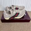 sy_no_4214DC86AE50E54BEEEC31C027659C50_5 Gucci Re-Web Sneaker in Beige Mesh & Suede with Green/Red Web Stripe
