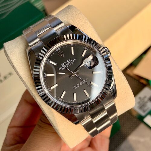 sy_no_42B65B34340BC861847F9FA091107E0C_0 Rolex Dog Tooth Ring Diary Series Automatic Mechanical Movement Grey Dial Oyster Steel Strap
