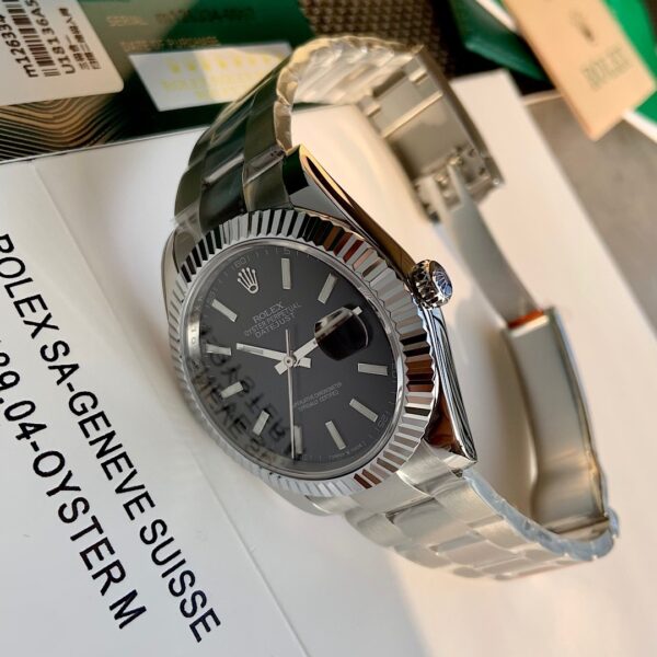 sy_no_42B65B34340BC861847F9FA091107E0C_5 Rolex Dog Tooth Ring Diary Series Automatic Mechanical Movement Grey Dial Oyster Steel Strap